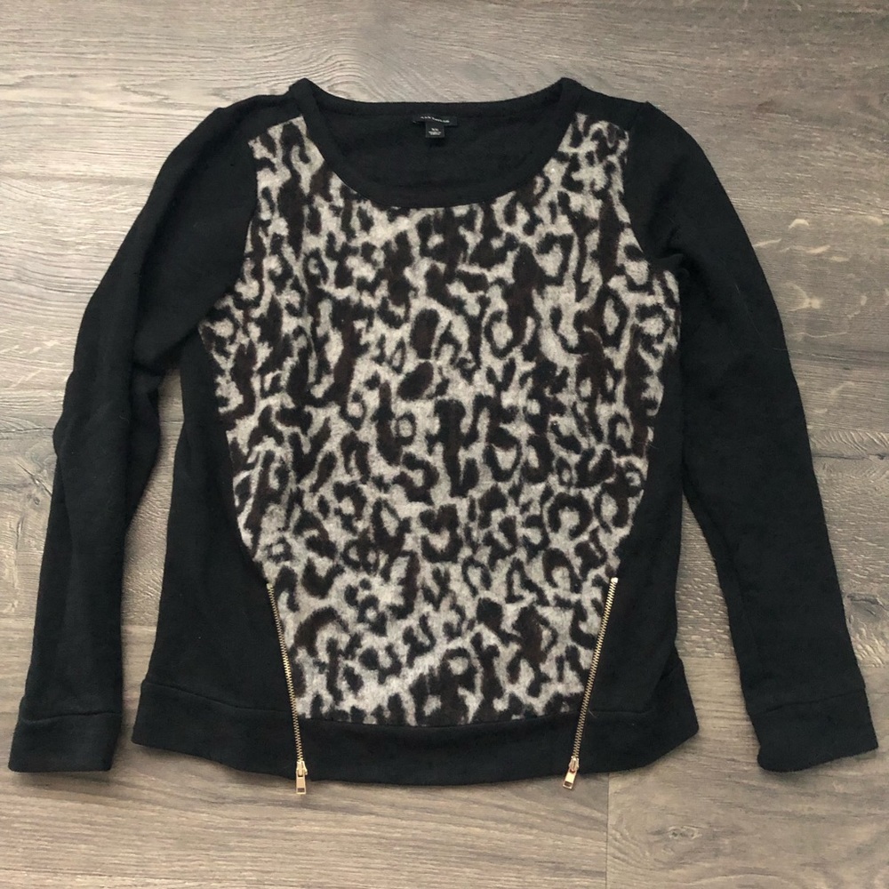 Ann Taylor mixed media leopard sweatshirt XS extra small